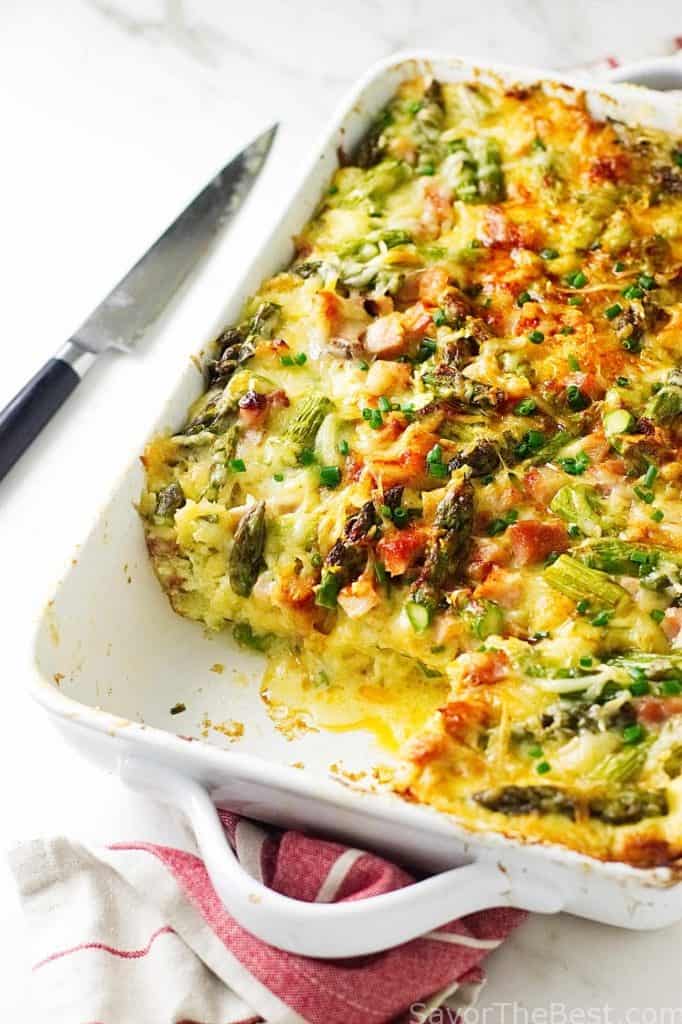 Asparagus-Ham and Gouda Breakfast Strata